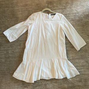 Zara white drop waist , ruffle skirt size medium